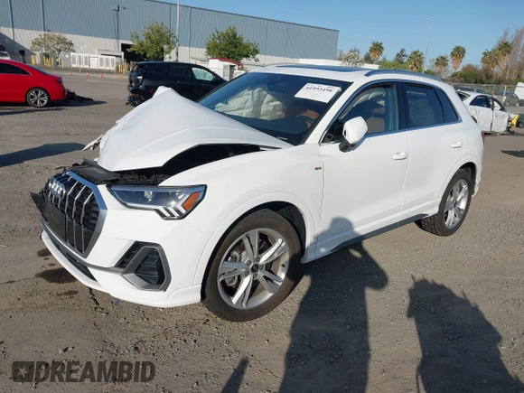 2021 Audi Q3 S line Premium Plus with VIN WA1EECF37M1044601, listed as a IAAI auction lot 41993498 with 15,300 mi miles and . Bid and sale history available at DreamBid. Image 17.