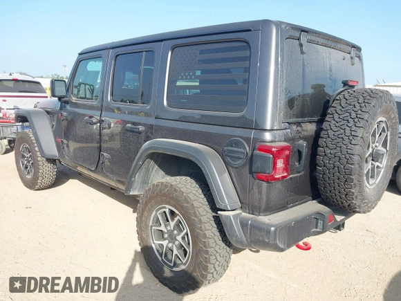 2025 Jeep Wrangler Rubicon with VIN 1C4PJXFNXSW532895, listed as a IAAI auction lot 42694548 with 1,886 mi miles and . Bid and sale history available at DreamBid. Image 3.