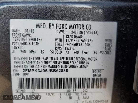 2018 Ford Edge SEL with VIN 2FMPK3J95JBB62886, listed as a Copart auction lot 44267365 with 76,070 mi miles and Salvage Title. Bid and sale history available at carsss.com. Image 13.