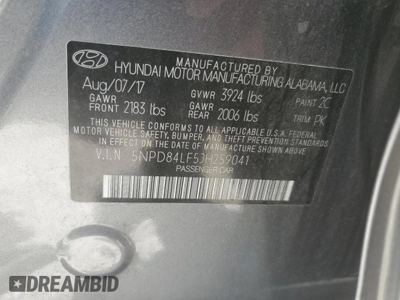 2018 Hyundai Elantra SEL with VIN 5NPD84LF5JH259041, listed as a Copart auction lot 70586604 with 63,459 mi miles and Non Repairable. Bid and sale history available at DreamBid. Image 12.