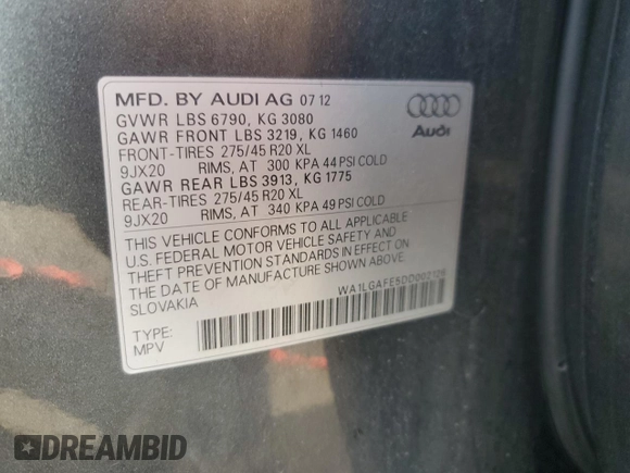 2013 Audi Q7 3.0T Premium Plus with VIN WA1LGAFE5DD002126, listed as a Copart auction lot 51443185 with 155,358 mi miles and Salvage Title. Bid and sale history available at carsss.com. Image 13.