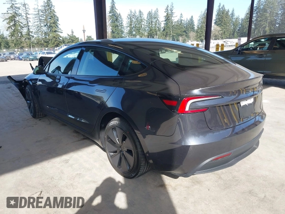 2025 Tesla Model 3 Long Range with VIN 5YJ3E1EA4SF987552, listed as a IAAI auction lot 41959743 with 187 mi miles and . Bid and sale history available at DreamBid. Image 3.