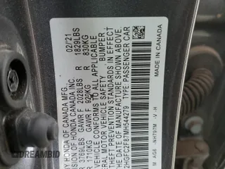 2021 Honda Civic Sport with VIN 2HGFC2F87MH544279, listed as a Copart auction lot 49745115 with 73,822 mi miles and Clean Title. Bid and sale history available at DreamBid. Image 12.