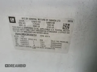 2014 GMC Terrain SLE with VIN 2GKALMEK3E6358791, listed as a Copart auction lot 73153154 with Not Provided miles and Salvage Title. Bid and sale history available at DreamBid. Image 13.