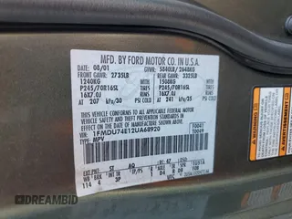 2002 Ford Explorer Eddie Bauer z VIN 1FMDU74E12UA68920, wystawiony jako Copart lot #89291995 z przebiegiem 218 774 mil mil oraz Szkoda całkowita • Salvage title. Historia ofert i sprzedaży dostępna na DreamBid. Obrazek 13.