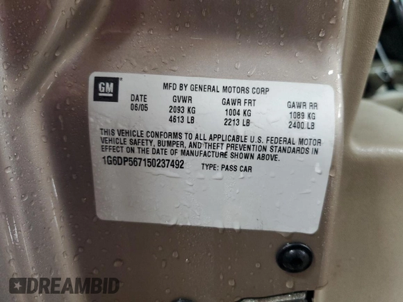 2005 Cadillac CTS z VIN 1G6DP567150237492, wystawiony jako Copart lot #48347435 z przebiegiem 86 122 mil mil oraz Szkoda całkowita • Salvage title. Historia ofert i sprzedaży dostępna na DreamBid. Obrazek 13.