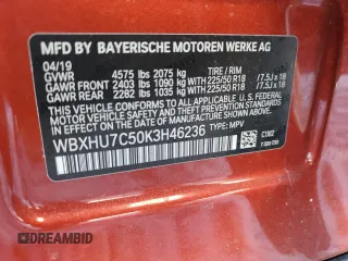 2019 BMW X1 sDrive28i with VIN WBXHU7C50K3H46236, listed as a Copart auction lot 45742165 with 102,335 mi miles and Salvage Title. Bid and sale history available at carsss.com. Image 13.