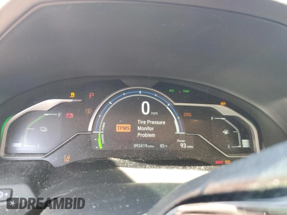 2018 Honda Clarity Plug-In Hybrid with VIN JHMZC5F17JC006565, listed as a Copart auction lot 49635864 with 93,419 mi miles. Bid and sale history available at carsss.com. Image 9.