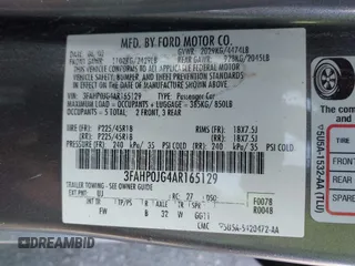 2010 Ford Fusion SEL with VIN 3FAHP0JG4AR165129, listed as a IAAI auction lot 41871968 with 171,211 mi miles. Bid and sale history available at carsss.com. Image 9.