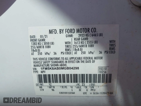 2021 Ford Police Interceptor Utility z VIN 1FM5K8AB0MGB04298, wystawiony jako IAAI lot #40204106 z przebiegiem 74 293 mil mil oraz . Historia ofert i sprzedaży dostępna na DreamBid. Obrazek 9.