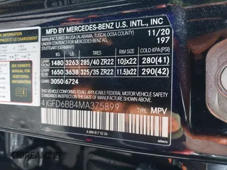 2021 Mercedes-Benz GLE 53 AMG with VIN 4JGFD6BB4MA375899, listed as a IAAI auction lot 42193449 with 27,154 mi miles and . Bid and sale history available at DreamBid. Image 9.