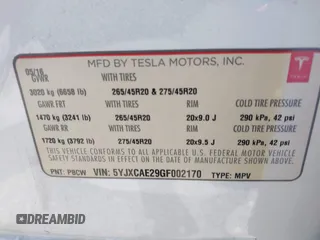 2016 Tesla Model X 70D z VIN 5YJXCAE29GF002170, wystawiony jako IAAI lot #42334842 z przebiegiem 119 104 mil mil oraz . Historia ofert i sprzedaży dostępna na DreamBid. Obrazek 9.