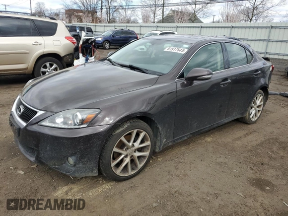 2012 Lexus IS 250 with VIN JTHCF5C21C5054645, listed as a Copart auction lot 51917645 with 286,075 mi miles and Salvage Title. Bid and sale history available at DreamBid. Image 1.