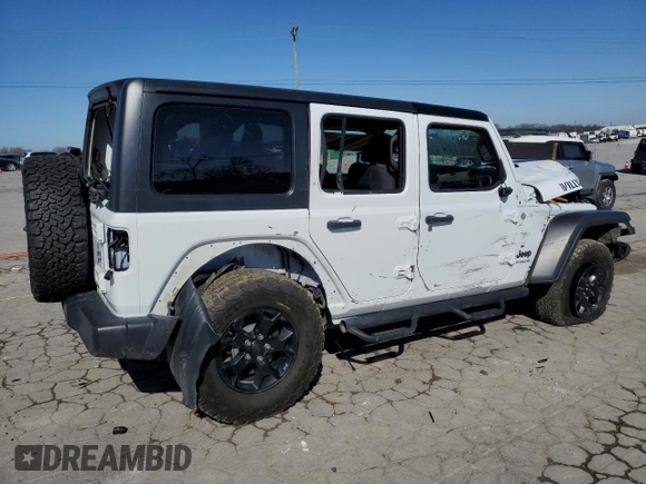 2020 Jeep Wrangler Unlimited Willys with VIN 1C4HJXDN4LW169762, listed as a Copart auction lot 48365065 with 34,823 mi miles and Salvage title. Bid and sale history available at DreamBid. Image 3.