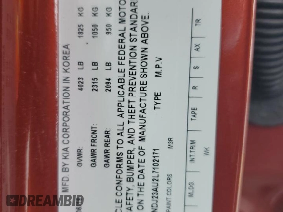 2020 Kia Soul S with VIN KNDJ23AU2L7102171, listed as a Copart auction lot 45152505 with 39,090 mi miles and Salvage Title. Bid and sale history available at carsss.com. Image 12.