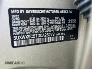 2013 BMW X3 xDrive28i with VIN 5UXWX9C57D0A26278, listed as a Copart auction lot 52040825 with 110,761 mi miles and Clean Title. Bid and sale history available at carsss.com. Image 10.