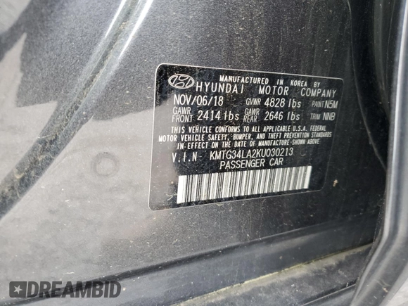 2019 Genesis G70 Advanced z VIN KMTG34LA2KU030213, wystawiony jako Copart lot #57126525 z przebiegiem 102 421 mil mil oraz Szkoda całkowita • Salvage title. Historia ofert i sprzedaży dostępna na DreamBid. Obrazek 12.