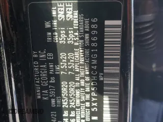 2021 Kia Telluride SX with VIN 5XYP5DHC4MG186986, listed as a Copart auction lot 47409435 with 10,887 mi miles and Salvage title. Bid and sale history available at DreamBid. Image 14.