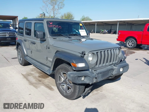 2020 Jeep Wrangler Unlimited Sport S with VIN 1C4HJXDN9LW223055, listed as a IAAI auction lot 41975355 with 61,349 mi miles and . Bid and sale history available at DreamBid. Image 1.