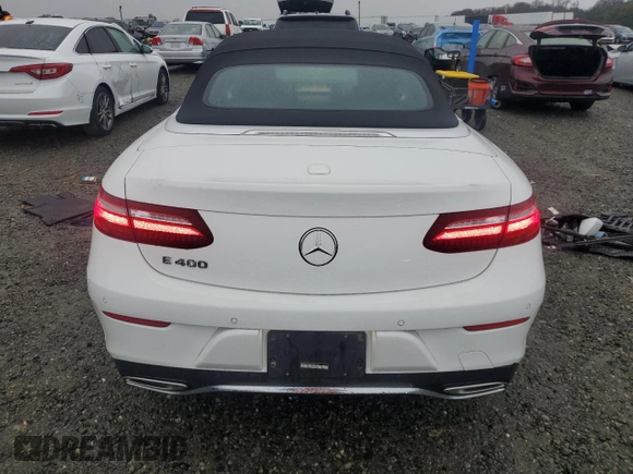 2018 Mercedes-Benz E-Class E 400 with VIN WDD1K6FB3JF041124, listed as a Copart auction lot 43188985 with 19,654 mi miles and Salvage Title. Bid and sale history available at carsss.com. Image 6.