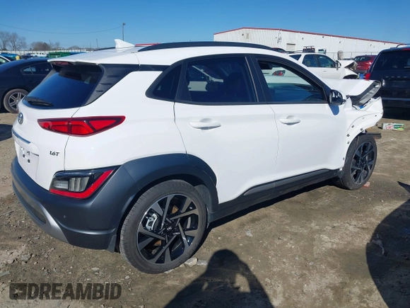 2023 Hyundai Kona Limited with VIN KM8K53A35PU044708, listed as a IAAI auction lot 41287608 with 17,074 mi miles. Bid and sale history available at carsss.com. Image 4.