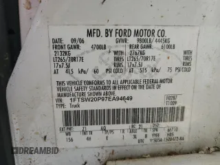 2007 Ford F-250 XL with VIN 1FTSW20P97EA94649, listed as a Copart auction lot 49602445 with 189,502 mi miles and Salvage Title. Bid and sale history available at DreamBid. Image 12.