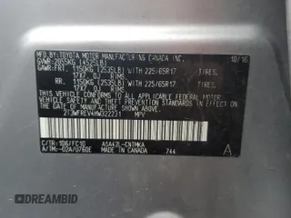 2017 Toyota RAV4 XLE with VIN 2T3WFREV4HW322231, listed as a Copart auction lot 49833065 with 116,950 mi miles and Salvage Title. Bid and sale history available at DreamBid. Image 13.