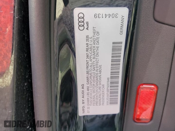 2023 Audi A4 S line Premium Plus z VIN WAUEAAF48PN001846, wystawiony jako Copart lot #48158205 z przebiegiem 29 175 mil mil oraz Szkoda całkowita • Salvage title. Historia ofert i sprzedaży dostępna na DreamBid. Obrazek 12.