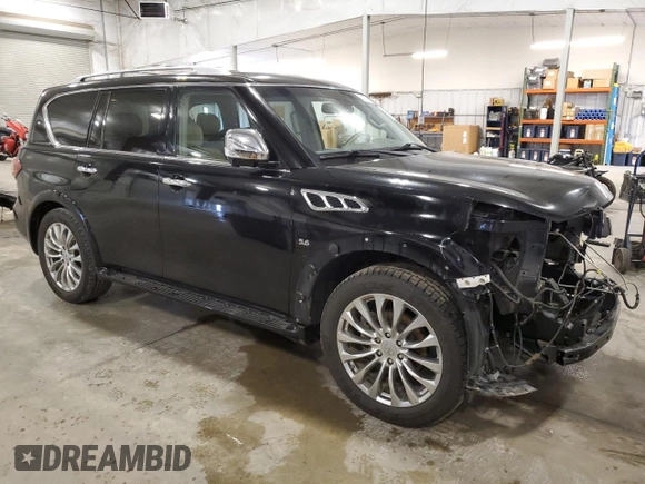 2015 Infiniti QX80 with VIN JN8AZ2NF2F9571484, listed as a Copart auction lot 64143665 with 179,746 mi miles and Salvage title. Bid and sale history available at DreamBid. Image 4.