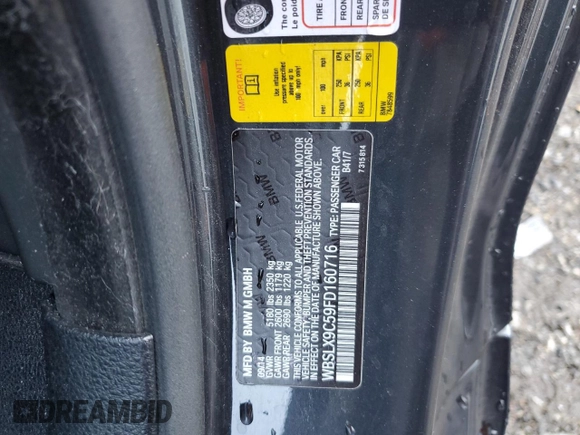 2015 BMW M6 z VIN WBSLX9C59FD160716, wystawiony jako Copart lot #47144925 z przebiegiem 55 535 mil mil oraz Szkody całkowita. Historia ofert i sprzedaży dostępna na DreamBid. Obrazek 13.