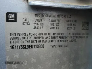 2014 Chevrolet Impala LS z VIN 1G11Y5SL9EU113858, wystawiony jako Copart lot #49956285 z przebiegiem 80 612 mil mil oraz Szkoda całkowita • Salvage title. Historia ofert i sprzedaży dostępna na DreamBid. Obrazek 14.
