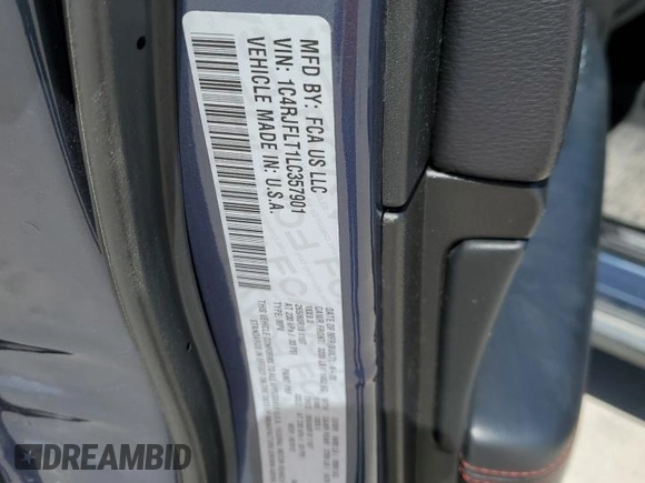 2020 Jeep Grand Cherokee Trailhawk with VIN 1C4RJFLT1LC357901, listed as a Copart auction lot 49820815 with 50,293 mi miles and Salvage title. Bid and sale history available at DreamBid. Image 14.