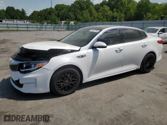 2017 Kia Optima EX with VIN 5XXGU4L36HG169692, listed as a Copart auction lot 57437784 with 87,743 mi miles and Salvage Title. Bid and sale history available at carsss.com. Image 1.