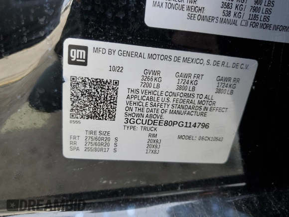 2023 Chevrolet Silverado 1500 RST with VIN 3GCUDEE80PG114796, listed as a Copart auction lot 87941025 with 7,454 mi miles and Salvage Title. Bid and sale history available at carsss.com. Image 13.