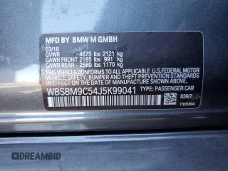 2018 BMW M3 with VIN WBS8M9C54J5K99041, listed as a Copart auction lot 43798544 with 18,972 mi miles. Bid and sale history available at carsss.com. Image 14.