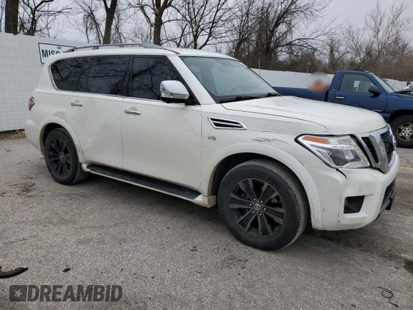 2019 Nissan Armada Platinum with VIN JN8AY2NEXK9755947, listed as a Copart auction lot 43970665 with 94,094 mi miles and Salvage Title. Bid and sale history available at carsss.com. Image 4.