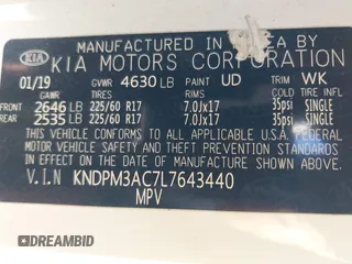 2020 Kia Sportage LX with VIN KNDPM3AC7L7643440, listed as a IAAI auction lot 41960904 with 102,165 mi miles. Bid and sale history available at carsss.com. Image 9.