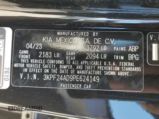 2023 Kia Forte LXS with VIN 3KPF24AD9PE624149, listed as a Copart auction lot 48922915 with 22,648 mi miles and Salvage Title. Bid and sale history available at carsss.com. Image 14.