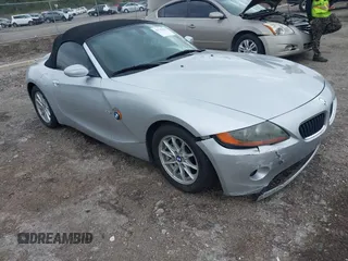 2004 BMW Z4 2.5i with VIN 4USBT334X4LS48707, listed as a IAAI auction lot 41737439 with 92,640 mi miles and . Bid and sale history available at DreamBid. Image 1.