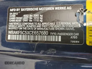 2012 BMW 3 Series 328i xDrive with VIN WBAKF5C5XCE657680, listed as a Copart auction lot 49823155 with 151,271 mi miles and Salvage Title. Bid and sale history available at carsss.com. Image 12.