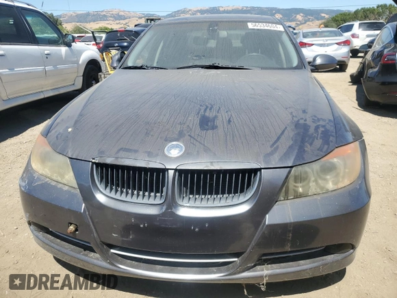 2007 BMW 3 Series 335i with VIN WBAVB73597P100774, listed as a Copart auction lot 56534604 with 157,586 mi miles and Salvage Title. Bid and sale history available at carsss.com. Image 5.