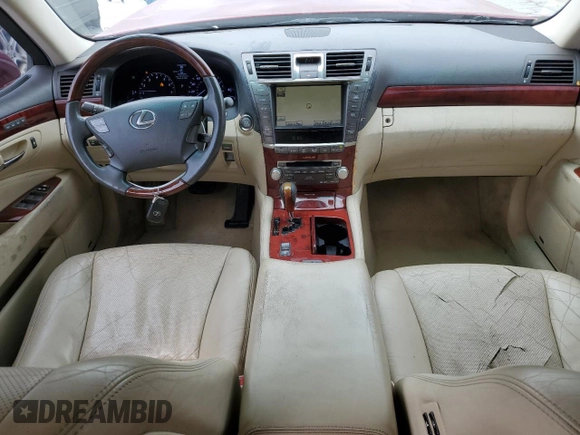 2010 Lexus LS 460 with VIN JTHBL5EF9A5096918, listed as a Copart auction lot 52979705 with 111,693 mi miles and Salvage title. Bid and sale history available at DreamBid. Image 8.