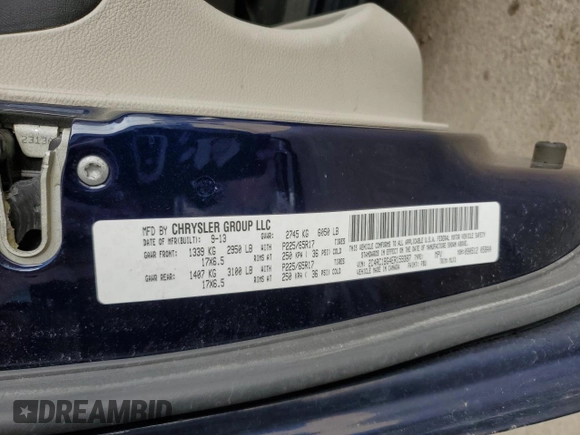 2014 Chrysler Town & Country Touring with VIN 2C4RC1BG4ER159387, listed as a Copart auction lot 53050315 with 164,644 mi miles and Salvage Title. Bid and sale history available at DreamBid. Image 13.