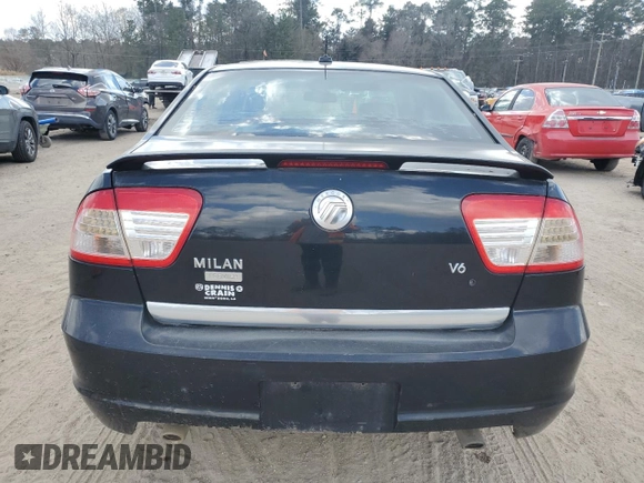 2008 Mercury Milan Premier with VIN 3MEHM08128R609542, listed as a Copart auction lot 43991935 with 0 mi miles and Salvage Title. Bid and sale history available at carsss.com. Image 6.