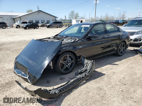2018 Mercedes-Benz C 43 AMG with VIN 55SWF6EB7JU266087, listed as a Copart auction lot 52188745 with 45,891 mi miles and Salvage title. Bid and sale history available at DreamBid. Image 1.