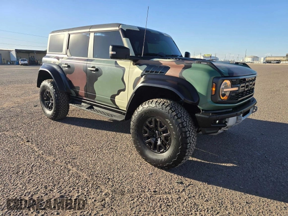 2022 Ford Bronco Raptor with VIN 1FMEE5JR6NLA50100, listed as a Copart auction lot 76635584 with 4,654 mi miles and Salvage Title. Bid and sale history available at carsss.com. Image 1.