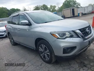 2017 Nissan Pathfinder SV with VIN 5N1DR2MM9HC648975, listed as a IAAI auction lot 42042921 with 125,057 mi miles. Bid and sale history available at carsss.com. Image 1.