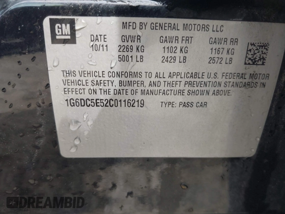 2012 Cadillac CTS with VIN 1G6DC5E52C0116219, listed as a IAAI auction lot 42463440 with 190,818 mi miles and . Bid and sale history available at DreamBid. Image 9.