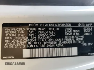 2017 Volvo V90 with VIN YV4A22NL5H1006909, listed as a Copart auction lot 45657175 with 70,049 mi miles and Salvage title. Bid and sale history available at DreamBid. Image 15.