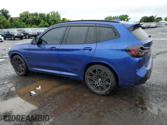 2023 BMW X3 M with VIN 5YM13EC05P9R94131, listed as a Copart auction lot 61018825 with 9,366 mi miles and Salvage title. Bid and sale history available at DreamBid. Image 2.